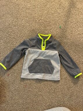 OshKosh B'gosh Gray Fleece Pullover with Neon Yellow Accents